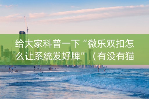 给大家科普一下“微乐双扣怎么让系统发好牌”（有没有猫腻)