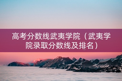 高考分数线武夷学院（武夷学院录取分数线及排名）