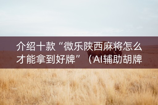 介绍十款“微乐陕西麻将怎么才能拿到好牌”（AI辅助胡牌规则)