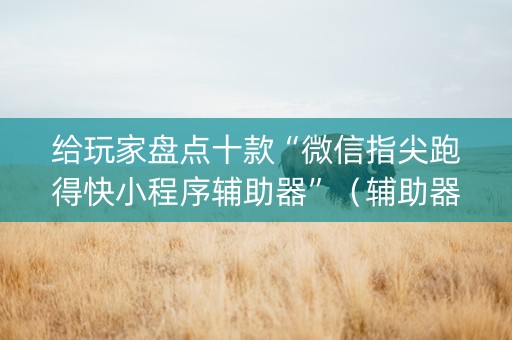 给玩家盘点十款“微信指尖跑得快小程序辅助器”（辅助器下载)