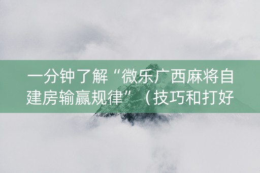 一分钟了解“微乐广西麻将自建房输赢规律”（技巧和打好牌方法)