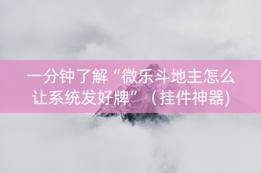 一分钟了解“微乐斗地主怎么让系统发好牌”（挂件神器)