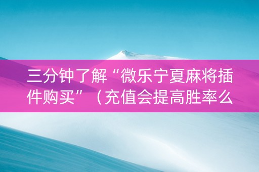 三分钟了解“微乐宁夏麻将插件购买”（充值会提高胜率么)