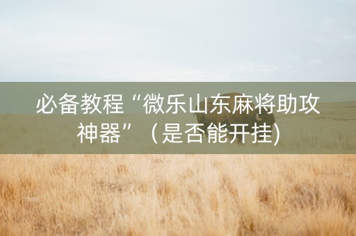 必备教程“微乐山东麻将助攻神器”（是否能开挂)