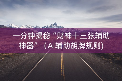 一分钟揭秘“财神十三张辅助神器”（AI辅助胡牌规则)