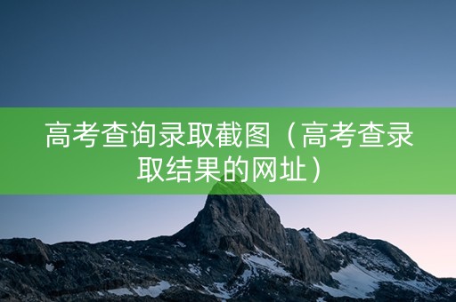高考查询录取截图（高考查录取结果的网址）