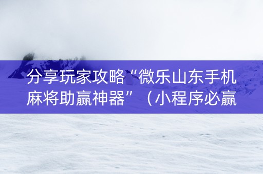 分享玩家攻略“微乐山东手机麻将助赢神器”（小程序必赢神器)