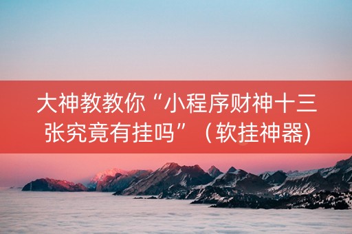 大神教教你“小程序财神十三张究竟有挂吗”（软挂神器)