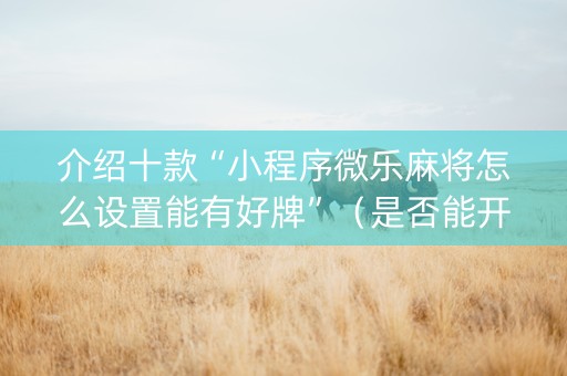 介绍十款“小程序微乐麻将怎么设置能有好牌”（是否能开挂)
