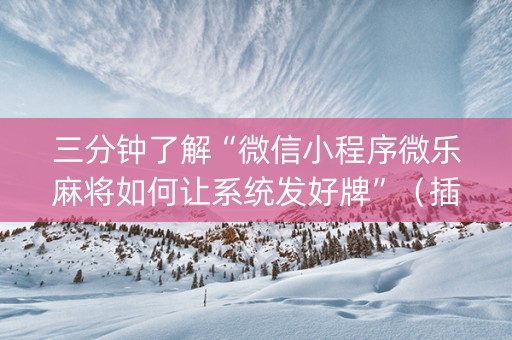 三分钟了解“微信小程序微乐麻将如何让系统发好牌”（插件可信吗)