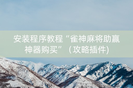 安装程序教程“雀神麻将助赢神器购买”（攻略插件)