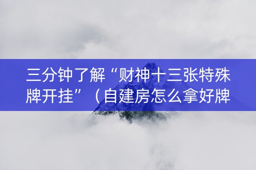三分钟了解“财神十三张特殊牌开挂”（自建房怎么拿好牌)