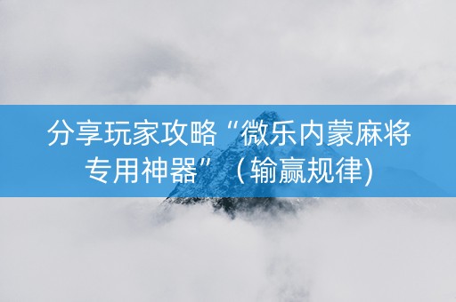 分享玩家攻略“微乐内蒙麻将专用神器”（输赢规律)