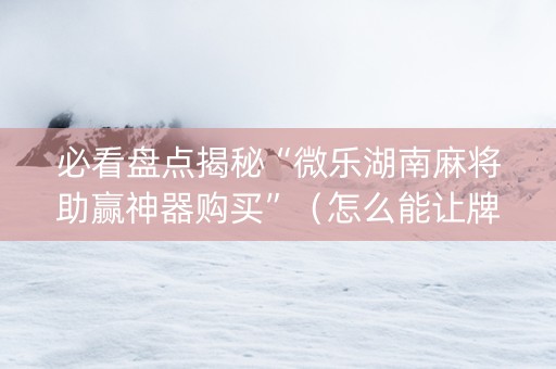 必看盘点揭秘“微乐湖南麻将助赢神器购买”（怎么能让牌好一点)