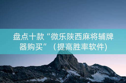 盘点十款“微乐陕西麻将辅牌器购买”（提高胜率软件)