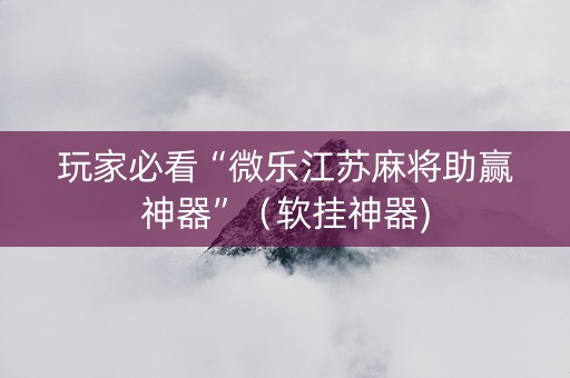 玩家必看“微乐江苏麻将助赢神器”（软挂神器)