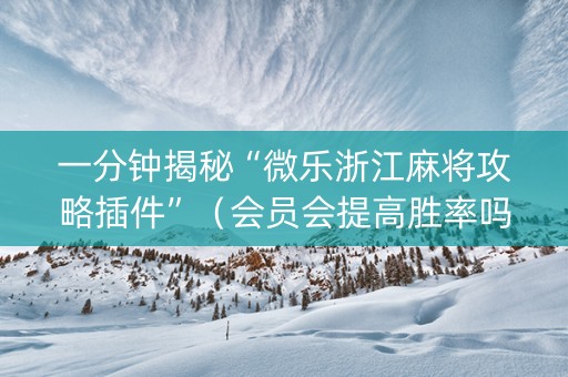 一分钟揭秘“微乐浙江麻将攻略插件”（会员会提高胜率吗)
