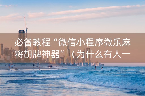 必备教程“微信小程序微乐麻将胡牌神器”（为什么有人一直赢)