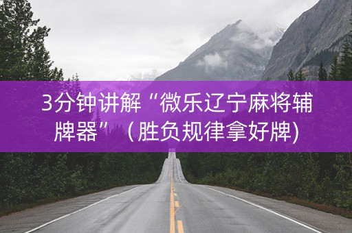 3分钟讲解“微乐辽宁麻将辅牌器”（胜负规律拿好牌)