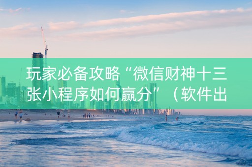 玩家必备攻略“微信财神十三张小程序如何赢分”（软件出售)