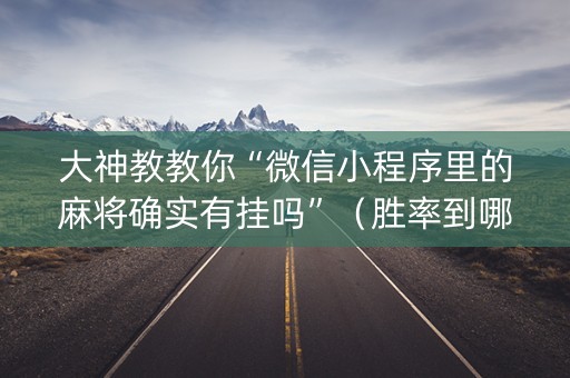 大神教教你“微信小程序里的麻将确实有挂吗”（胜率到哪调)