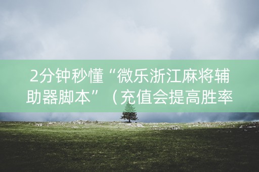 2分钟秒懂“微乐浙江麻将辅助器脚本”（充值会提高胜率么)