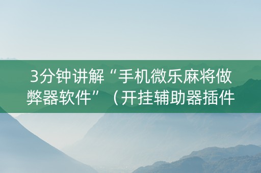 3分钟讲解“手机微乐麻将做弊器软件”（开挂辅助器插件)