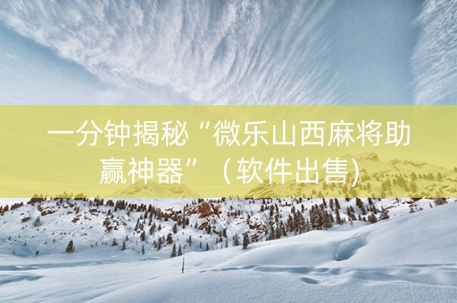 一分钟揭秘“微乐山西麻将助赢神器”（软件出售)