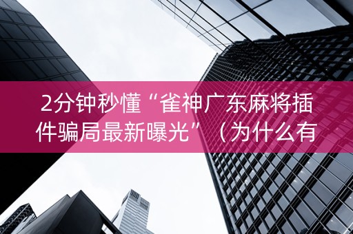 2分钟秒懂“雀神广东麻将插件骗局最新曝光”（为什么有人一直赢)