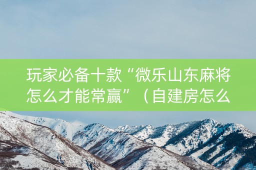 玩家必备十款“微乐山东麻将怎么才能常赢”（自建房怎么赢)