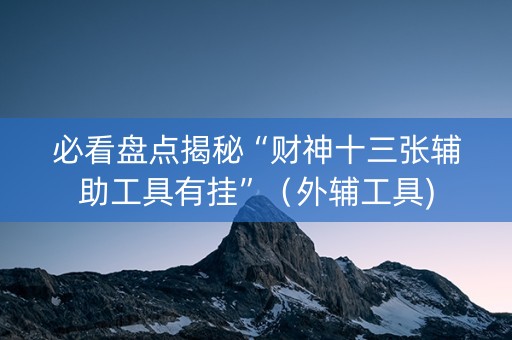 必看盘点揭秘“财神十三张辅助工具有挂”（外辅工具)