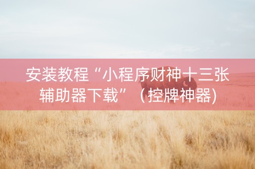 安装教程“小程序财神十三张辅助器下载”（控牌神器)