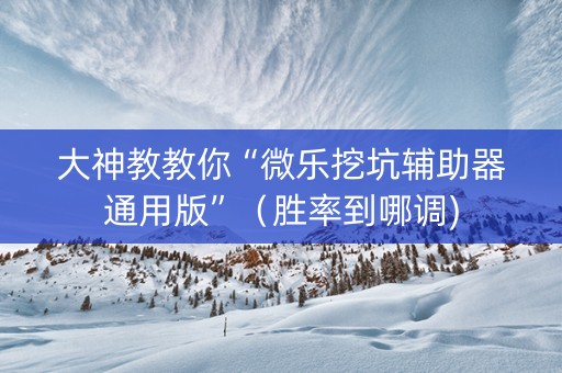 大神教教你“微乐挖坑辅助器通用版”（胜率到哪调)