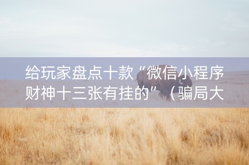 给玩家盘点十款“微信小程序财神十三张有挂的”（骗局大揭秘)