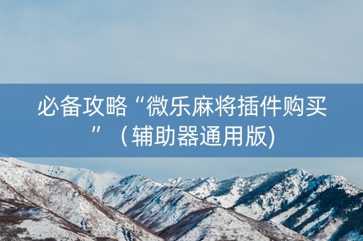 必备攻略“微乐麻将插件购买”（辅助器通用版)