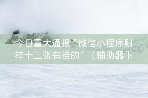 今日重大通报“微信小程序财神十三张有挂的”（辅助器下载)