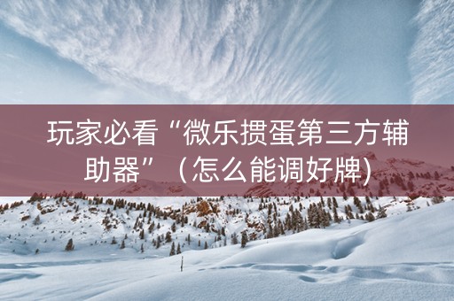 玩家必看“微乐掼蛋第三方辅助器”（怎么能调好牌)