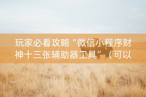 玩家必看攻略“微信小程序财神十三张辅助器工具”（可以设置输赢吗)