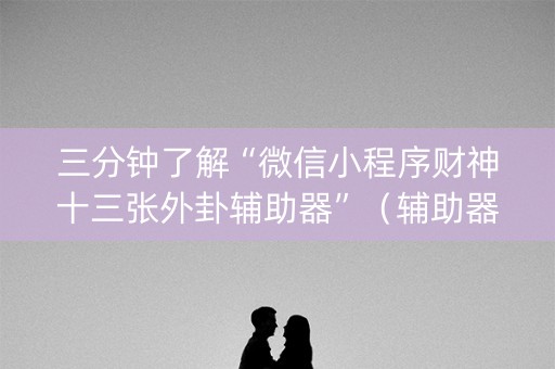 三分钟了解“微信小程序财神十三张外卦辅助器”（辅助器插件)
