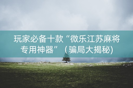 玩家必备十款“微乐江苏麻将专用神器”（骗局大揭秘)
