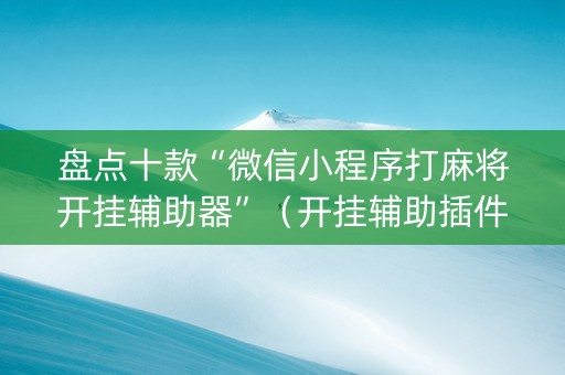 盘点十款“微信小程序打麻将开挂辅助器”（开挂辅助插件)