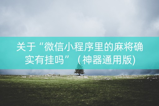 关于“微信小程序里的麻将确实有挂吗”（神器通用版)