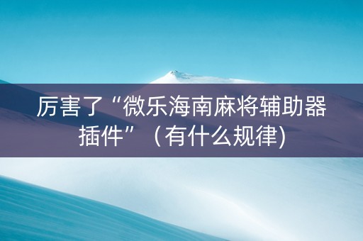 厉害了“微乐海南麻将辅助器插件”（有什么规律)