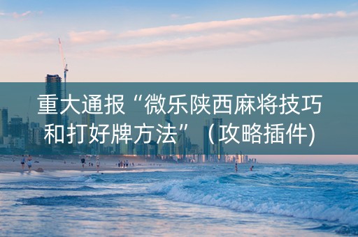 重大通报“微乐陕西麻将技巧和打好牌方法”（攻略插件)