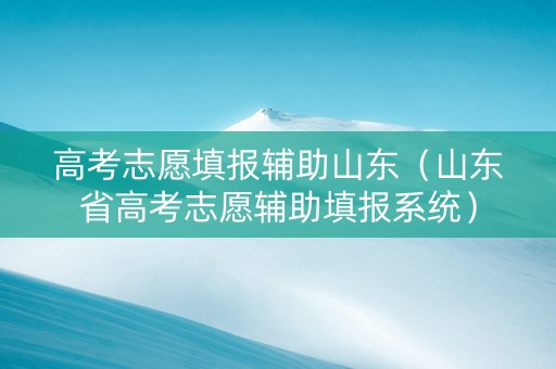 高考志愿填报辅助山东（山东省高考志愿辅助填报系统）