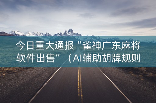 今日重大通报“雀神广东麻将软件出售”（AI辅助胡牌规则)
