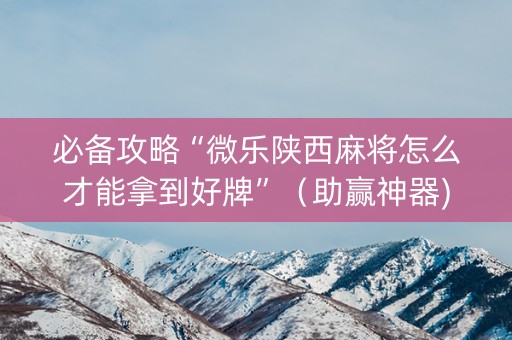 必备攻略“微乐陕西麻将怎么才能拿到好牌”（助赢神器)