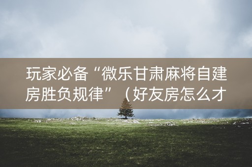玩家必备“微乐甘肃麻将自建房胜负规律”（好友房怎么才能赢)
