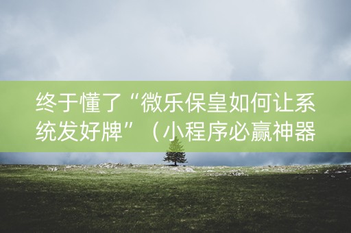 终于懂了“微乐保皇如何让系统发好牌”（小程序必赢神器)