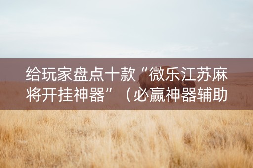 给玩家盘点十款“微乐江苏麻将开挂神器”（必赢神器辅助器)